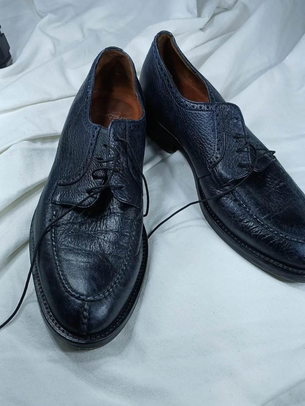 Alan Payne Men's Black Blue Leather Dress Shoes - Classic Lace-Up